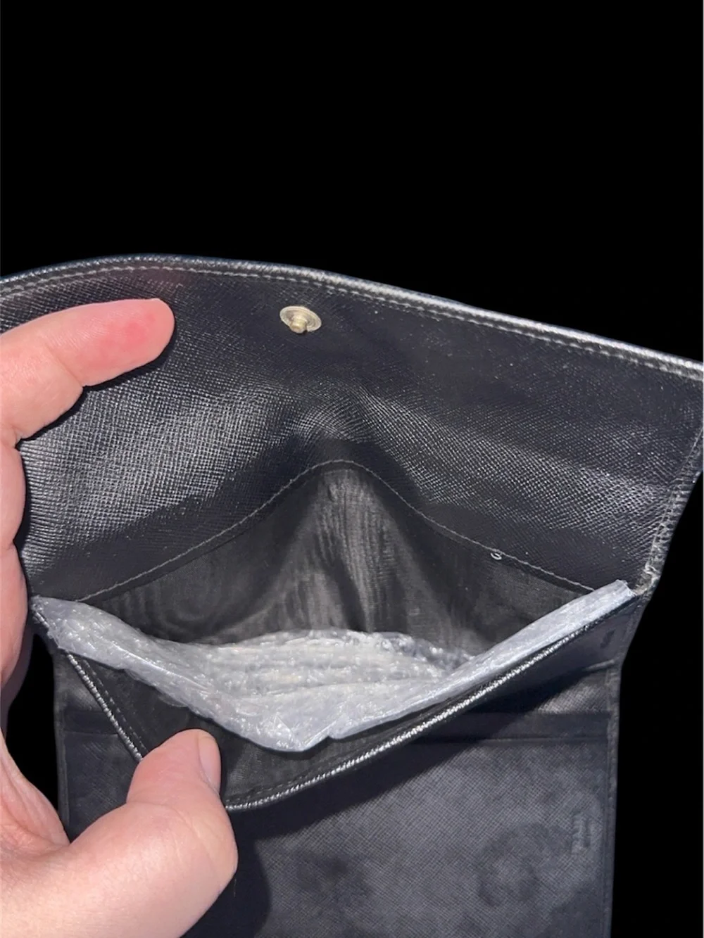 Authentic Prada Black Saffiano Leather Fold-Over Wallet
